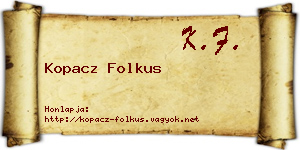 Kopacz Folkus névjegykártya